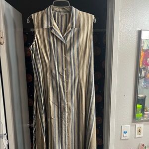 Striped Sleeveless Button-Up Dress